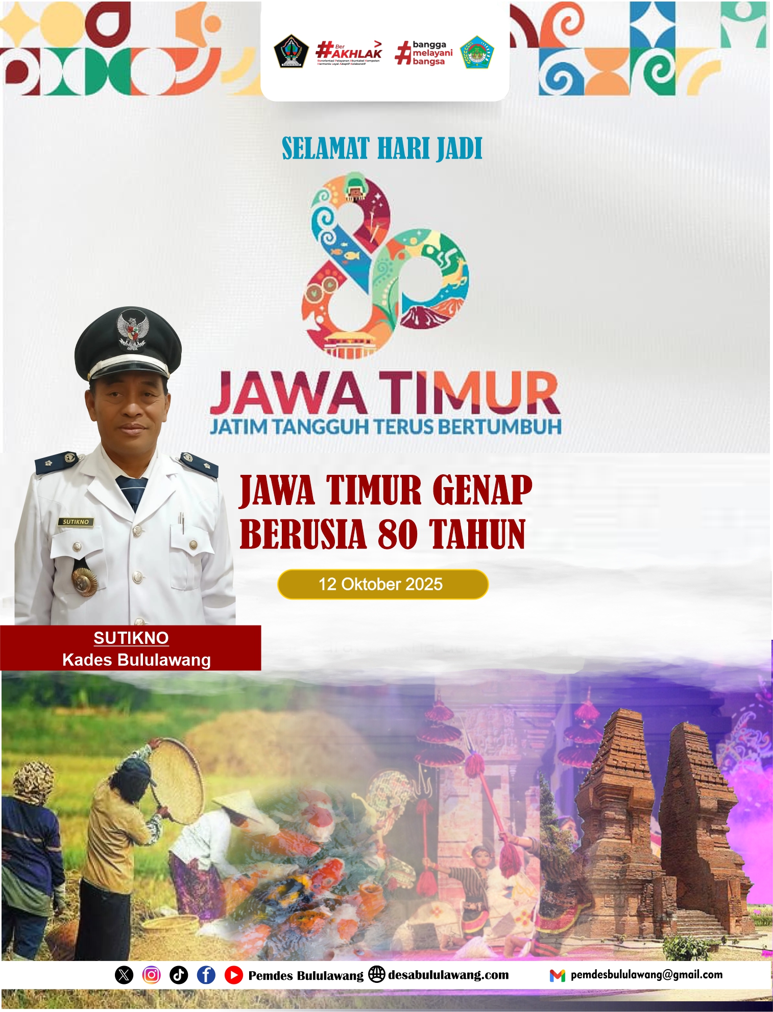 PEMERINTAH DESA BULULAWANG UCAPKAN SELAMAT HARI JADI PROVINSI JAWA TIMUR KE-80: "JATIM TANGGUH TERUS